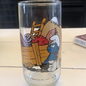 Vintage Smurf Cartoon Glass HEFTY